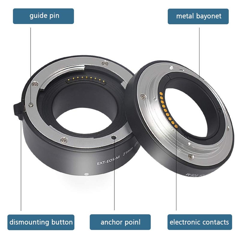 Mcoplus Metal Auto Focus Macro Extension Tube Set for EOS EF-M Monut M6 M2 M3 M5 M50 M100 M200 Cameras - Image 4